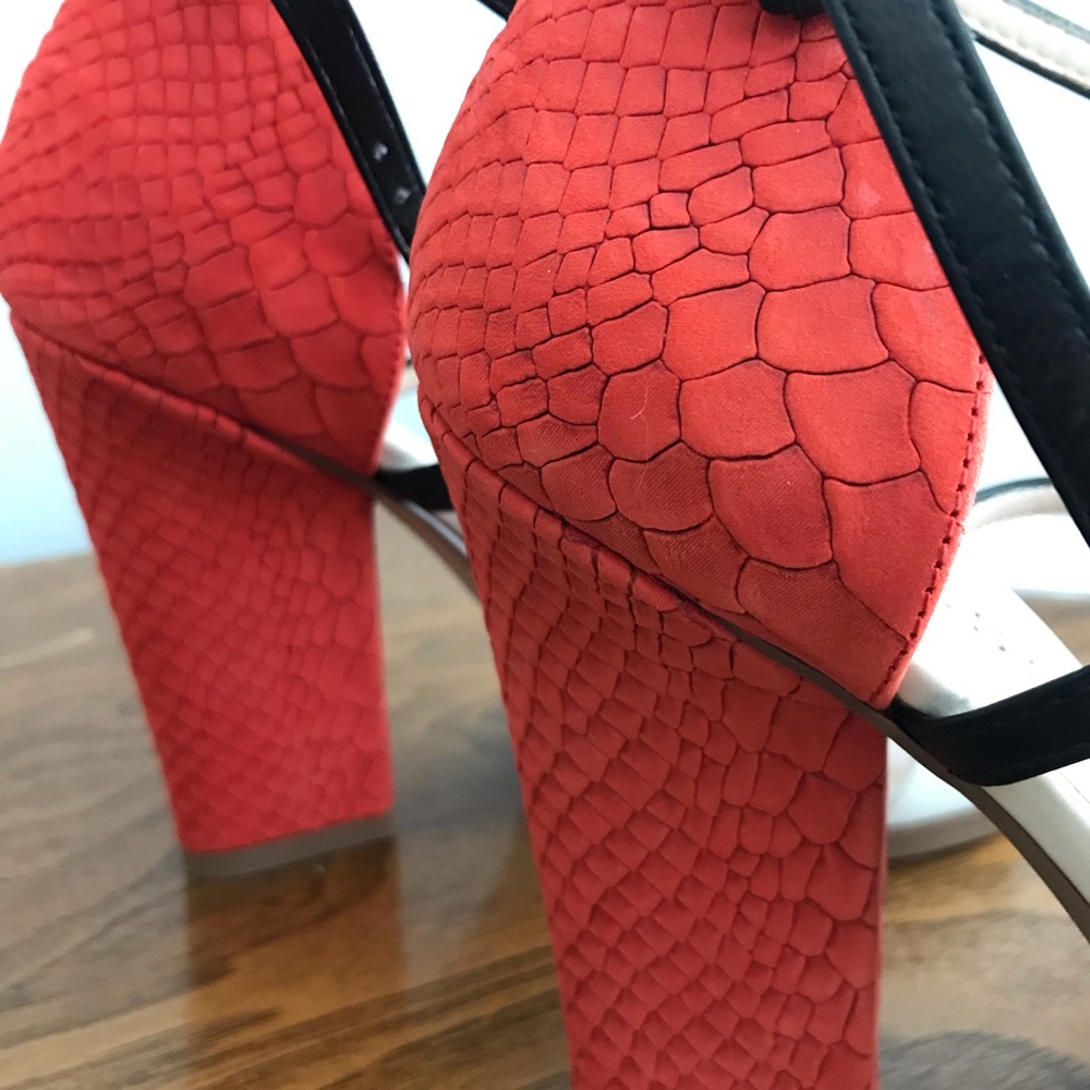 Guess leather ankle strap heels.